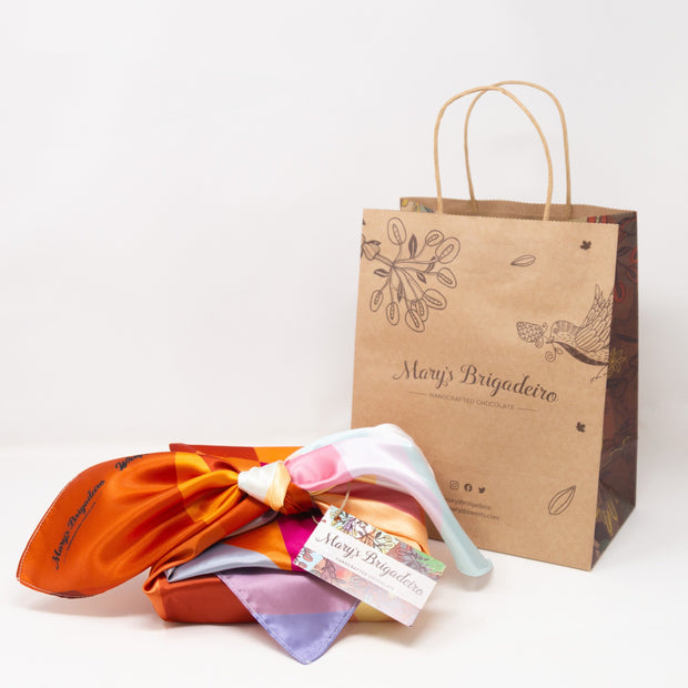 FOR MOM 🍫 💐 🎨 Furoshiki Gift Wrap + Tin with 12 Brigadeiros